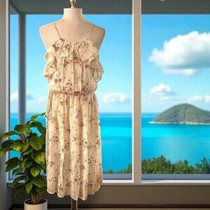 ZARA Floral Sequin Ruffle Open-Back Dress